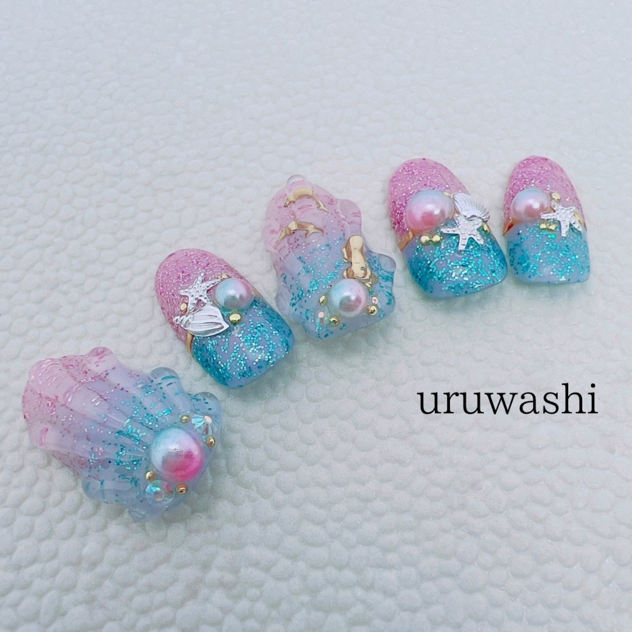 u20】夏デザイン！貝殻×マーメイドネイルチップ | uruwashi｜量産型  