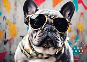 French Bulldog|愛嬌たっぷりフレンチブルドッグのアートポスター|モダン空間を彩るユニークデザイン||国内生産・A4ポスター