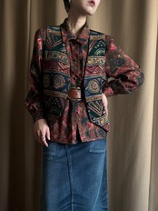 warm color retro pattern shirt-5083-12