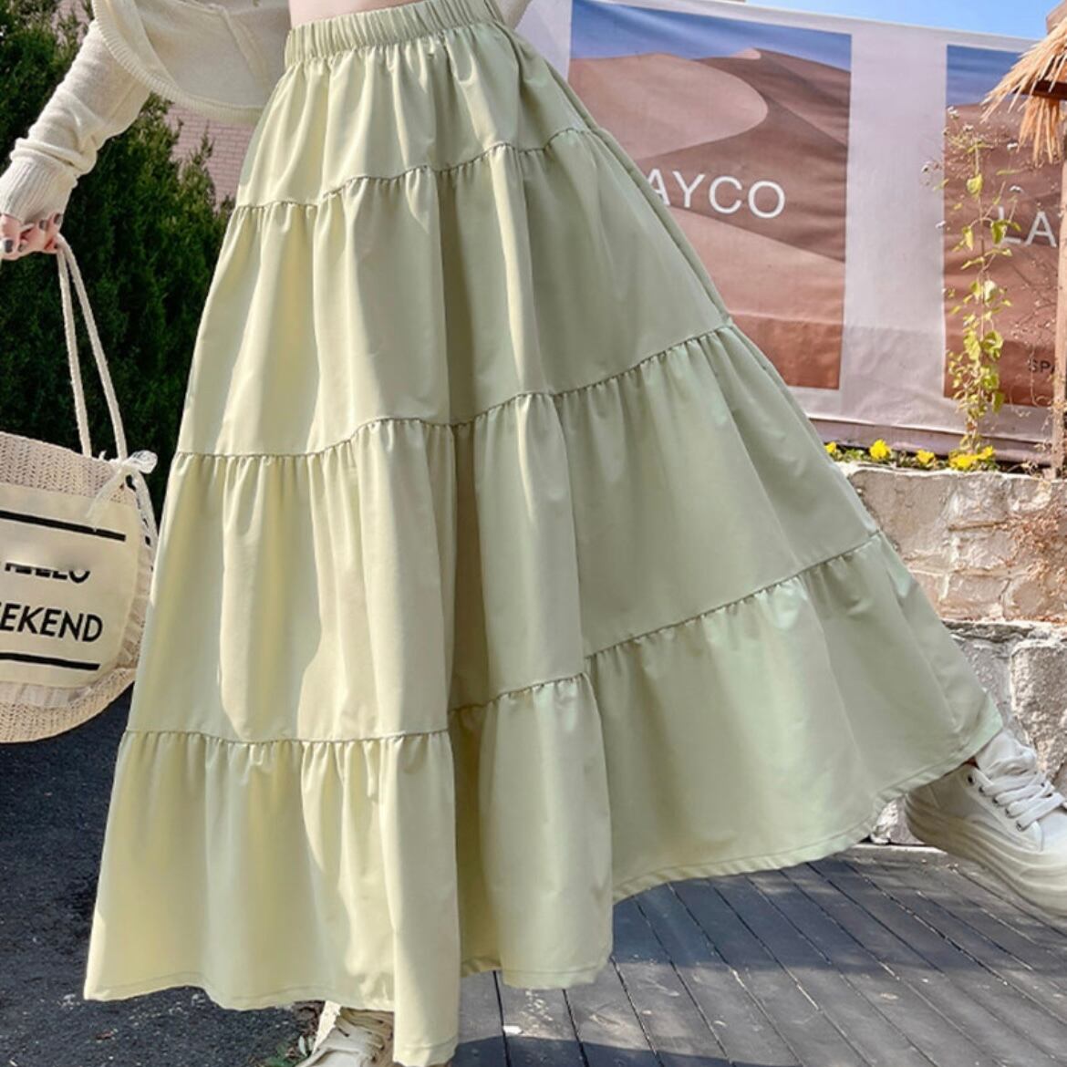 フレアロングティアードスカート