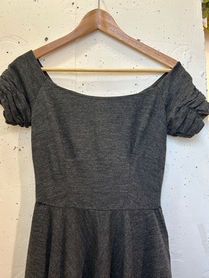 50's gray color back button dress