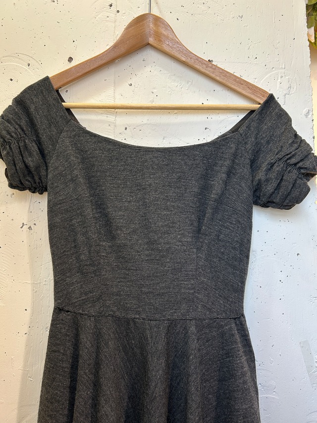 50's gray color back button dress