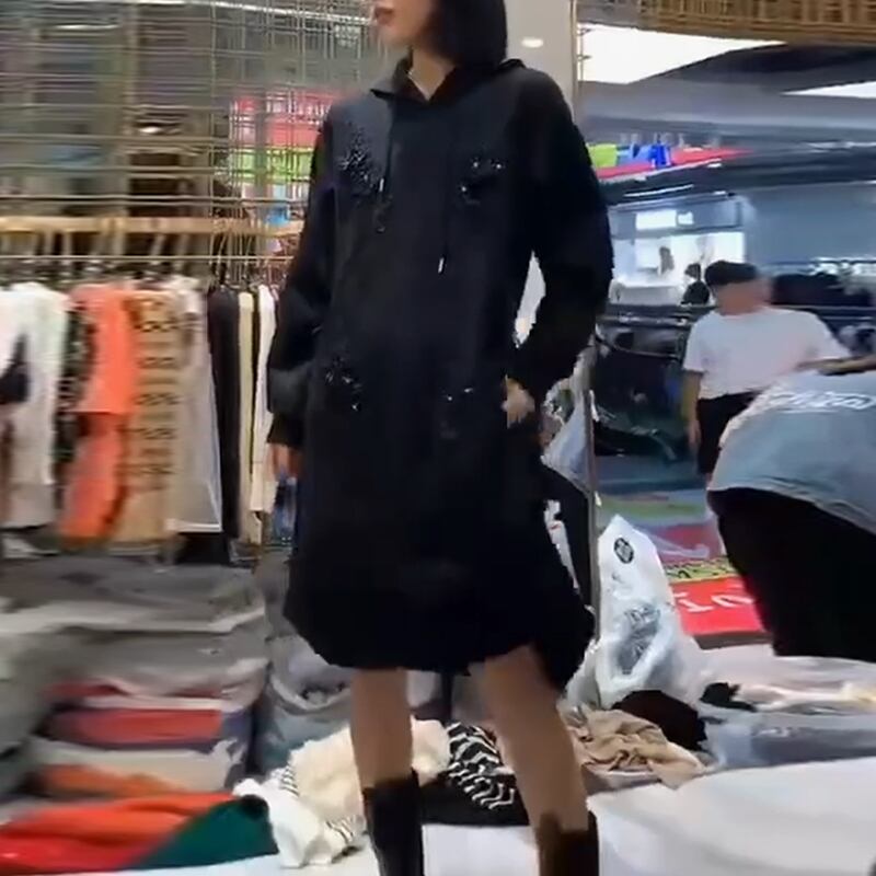 オータムスタイルルーズ薄手ドレス ロング 大きめサイズ 秋物 ミックスインファッション83877760299