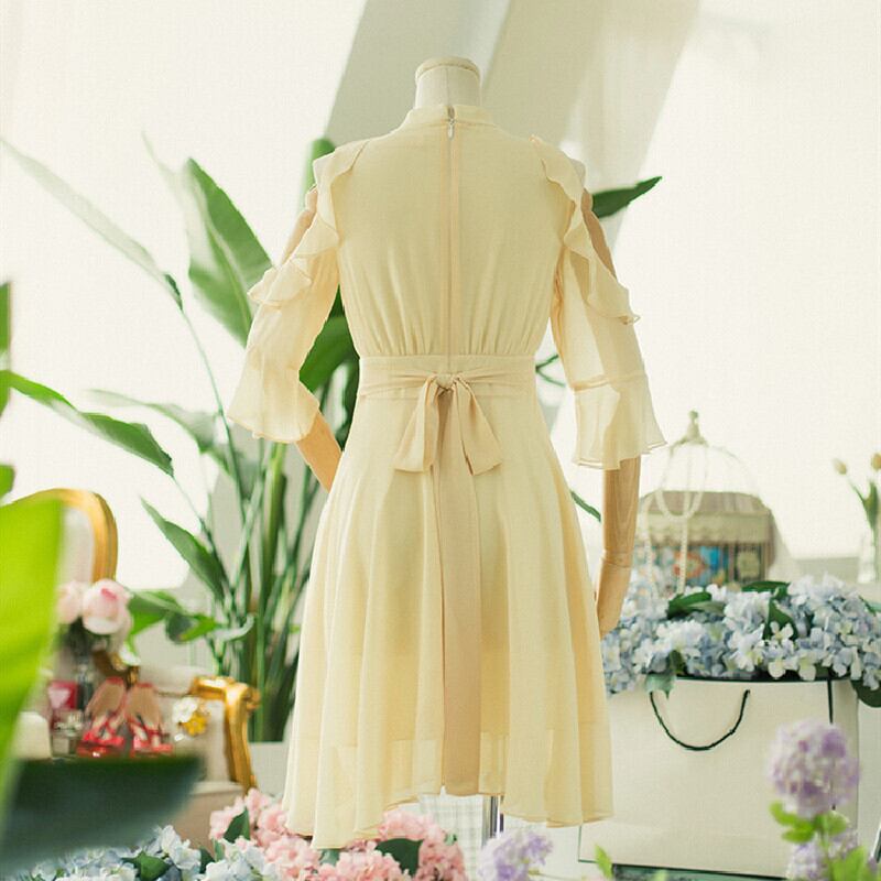 ワンピース ペプラム パーティードレス 結婚式 デート 披露宴 Aライン ワインレッド ライトイエロー S M L Dresszone