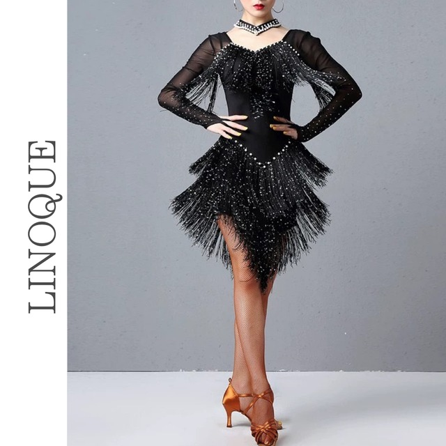 パールチョーカーフリンジワンピース 3color 【L00130】