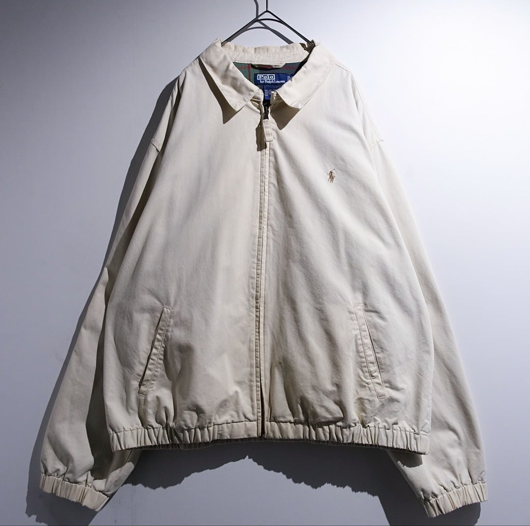 90s “Ralph Lauren” Ivory Logo Check Swing Top Blouson