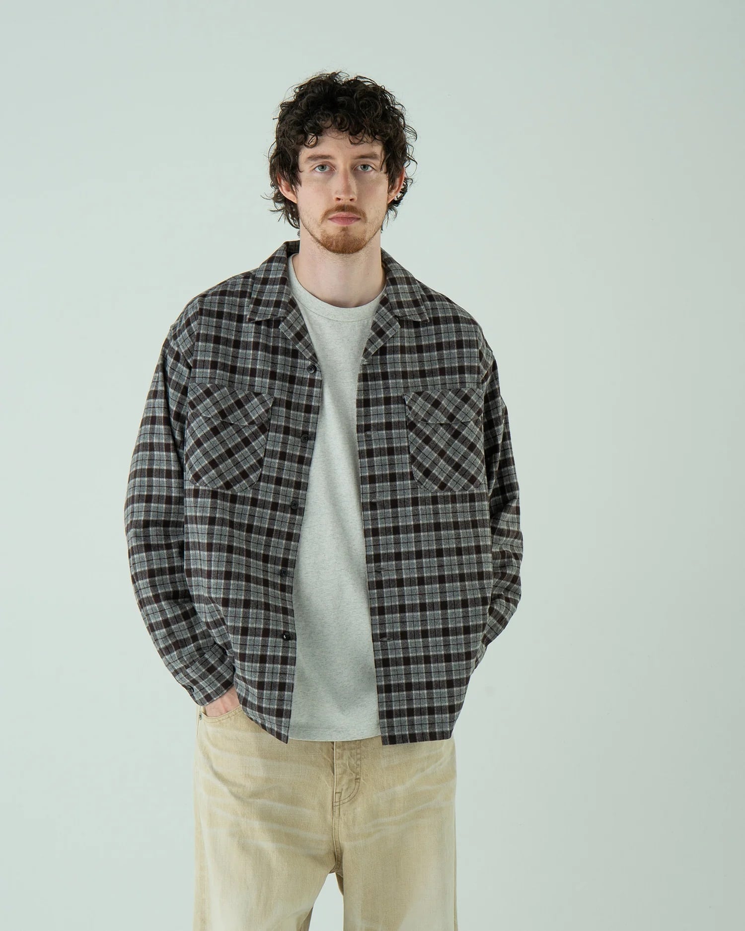 PENDLETON (ﾍﾟﾝﾄﾞﾙﾄﾝ) - OPEN COLLAR SHIRTS (ｵｰﾌﾟﾝｶﾗｰｼｬﾂ) 75GRAY