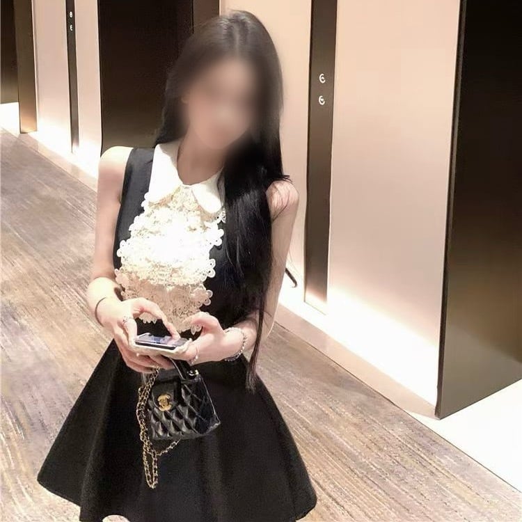 レース ノースリーブ ミニワンピース ワンホン 韓国 フェミニン お嬢様