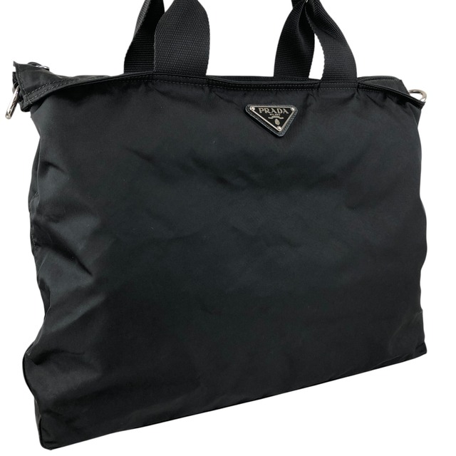 PRADA プラダ ショルダーバッグ ブラック トライアングルロゴ ナイロン 2WAY トートバッグ vintage ヴィンテージ オールド zdgz8g