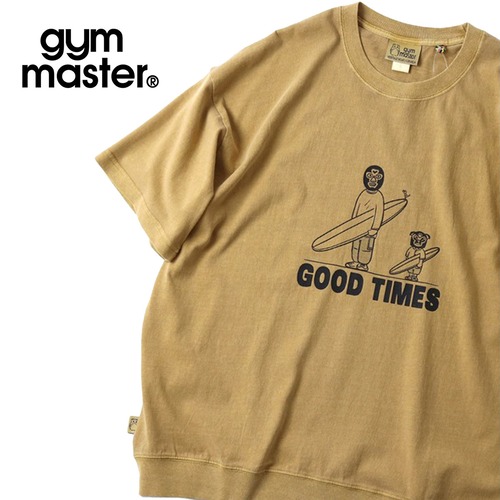 gym master ジムマスター 【6.2oz】ピグメント GOOD TIMES ビッグTシャツ メンズ 半袖 グラフィックTシャツ 発泡風ひび割れプリント 綿100% G733784 マスタード