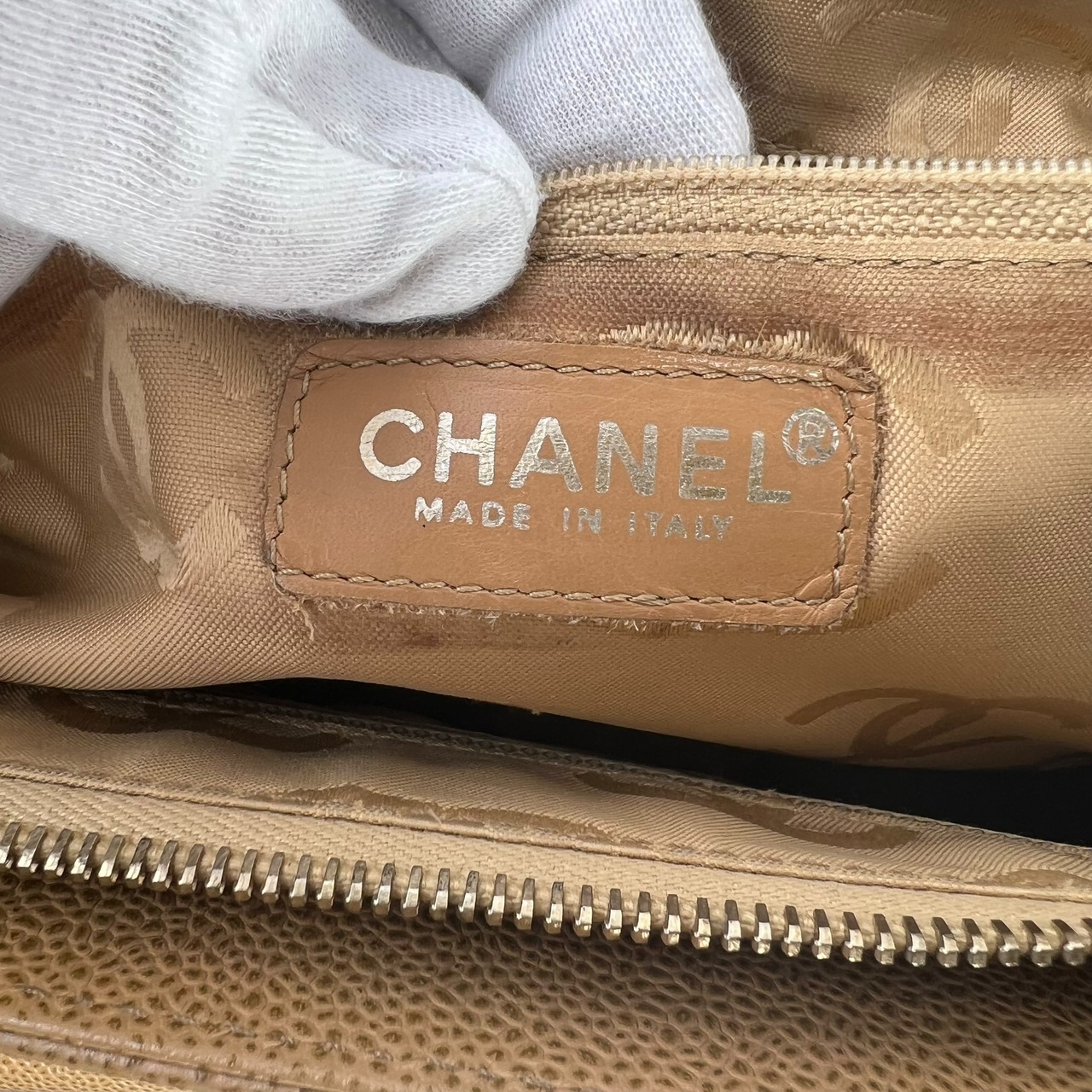 【最終処分SALE】CHANEL シャネル ココマーク  キャビアスキン ハンドバッグ ベージュ A-8271