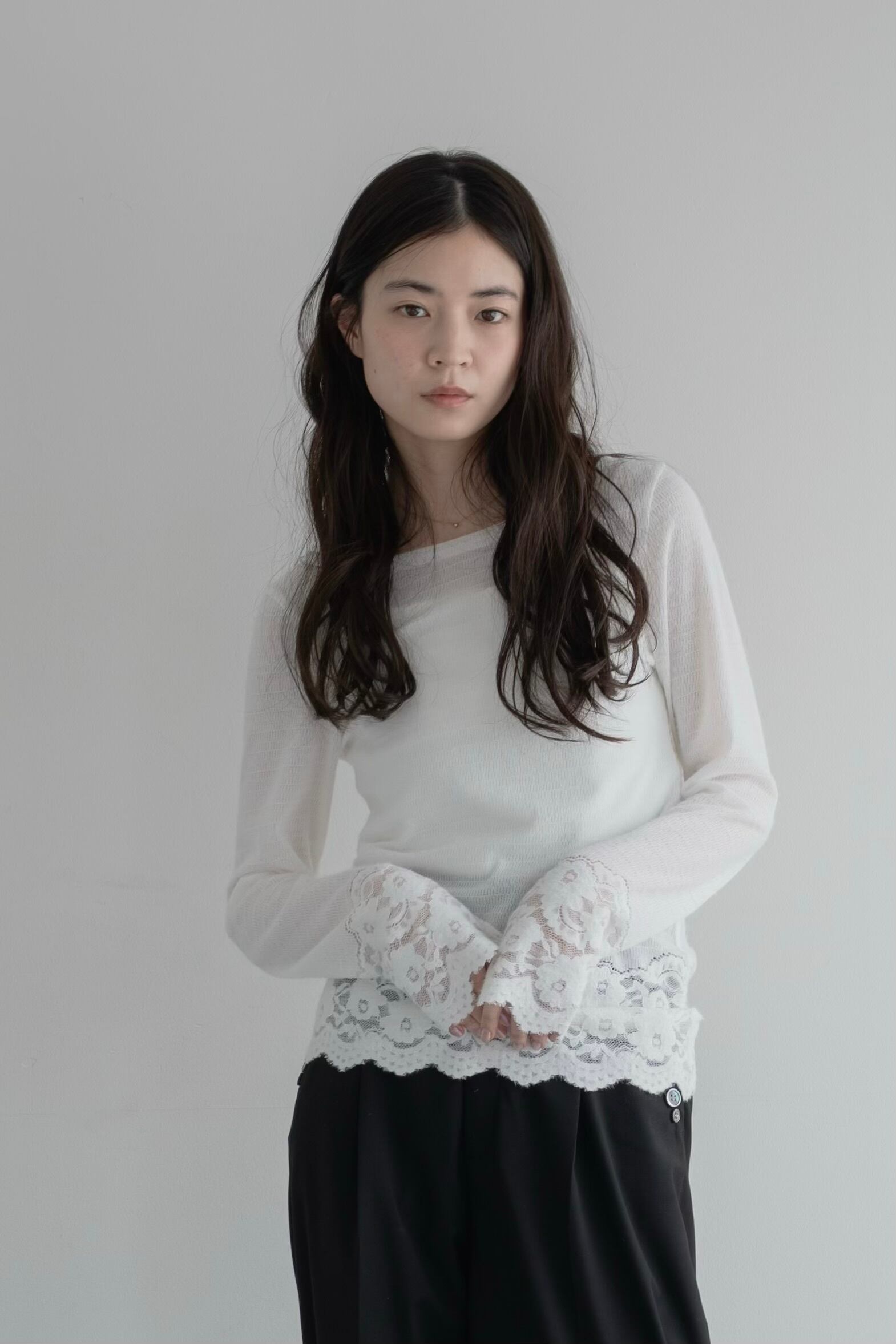 philme シアーレースシャツ lace sheer knit | philme