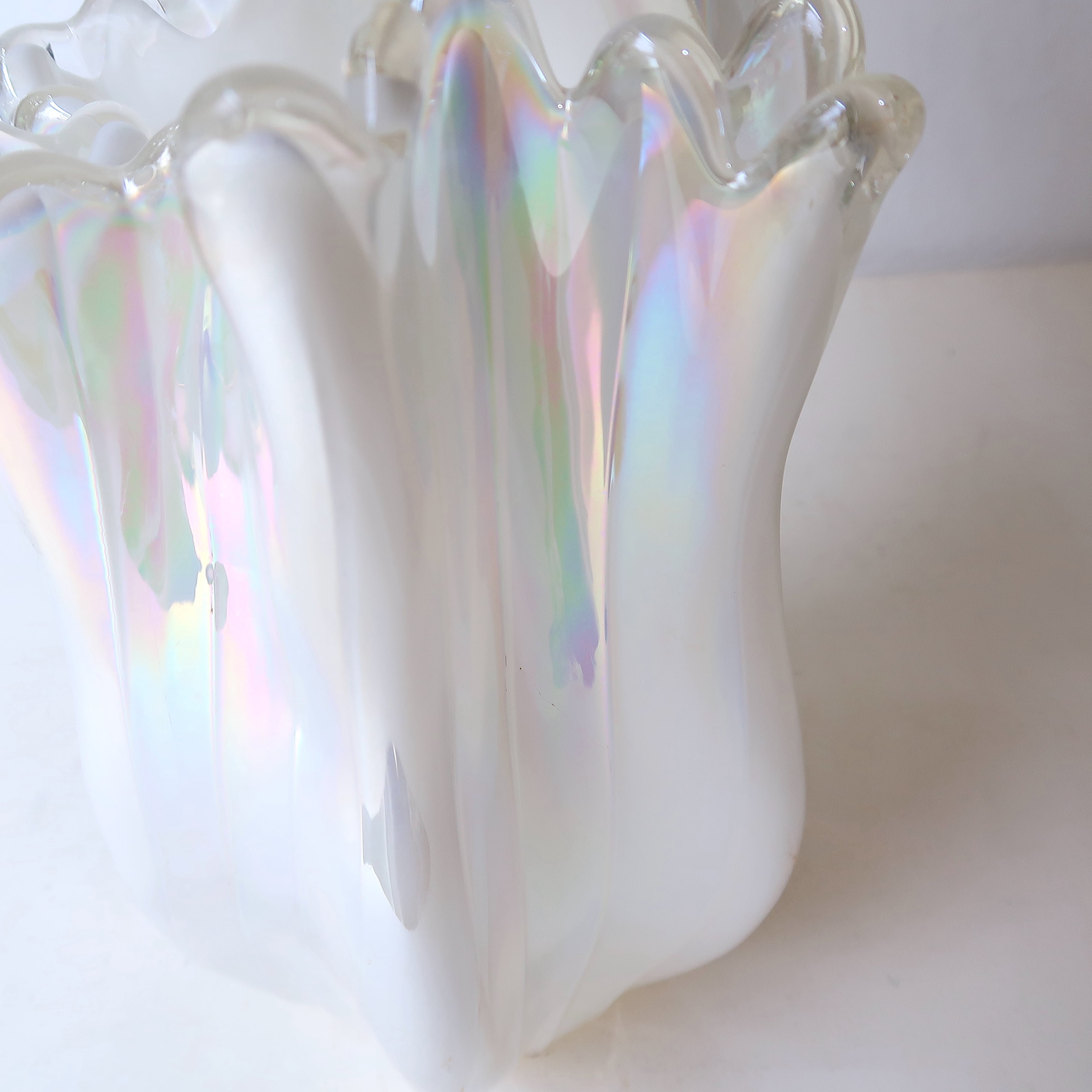 手作り一品もの花瓶白色高級感オーロラ