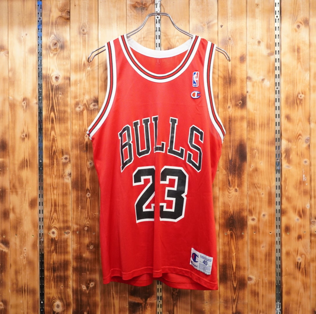 90s usa製 champion CHICAGO BULLS タンクトップ 40/赤 ゲームシャツ 