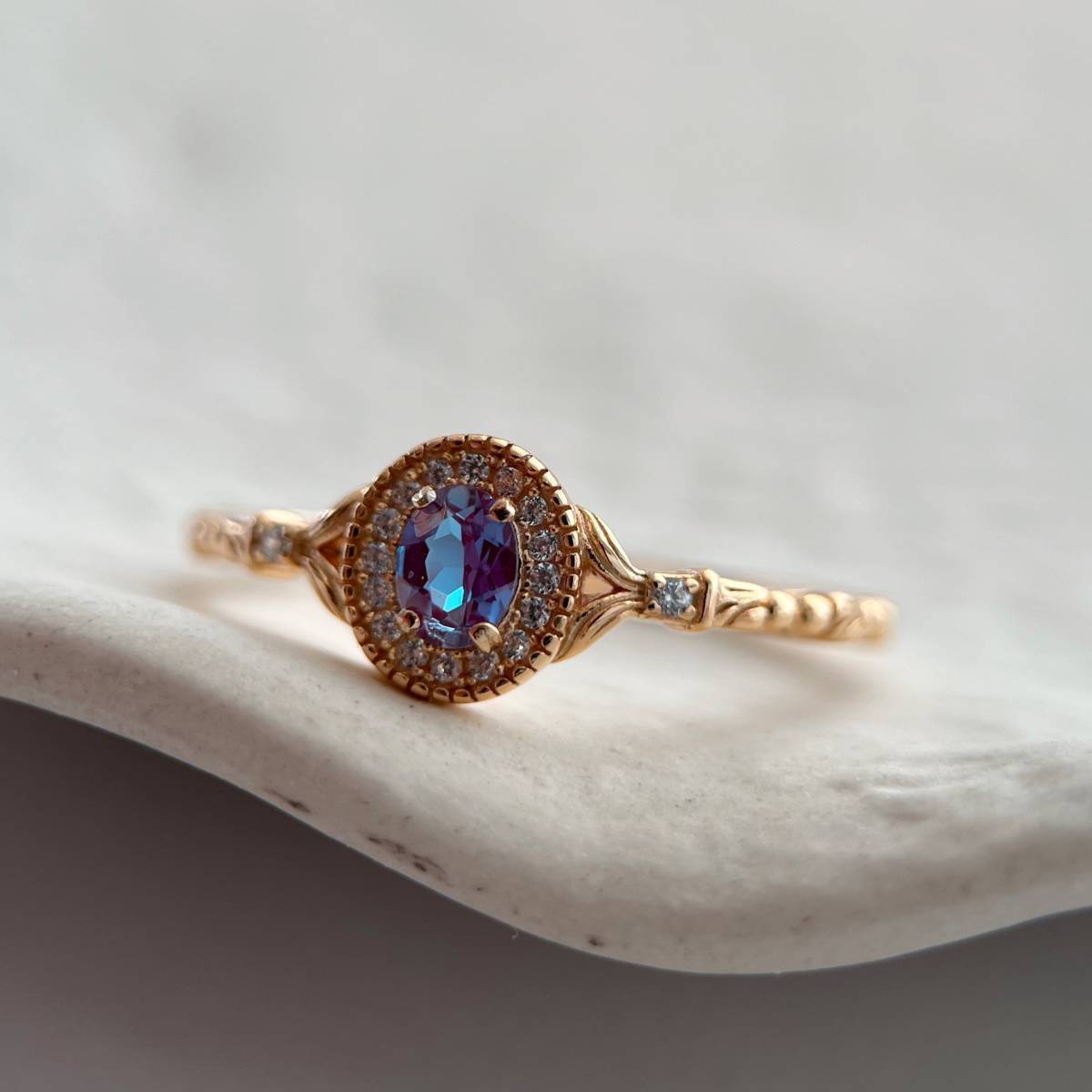 合成アレキサンドライト　オーバルリング　silver925