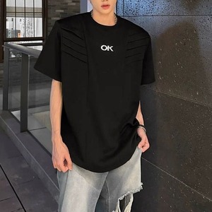 【Men】RUFFLED DESIGN TEE TRENDY STYLE LOOSE FIT S-1027