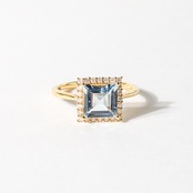 【K18 / 11号】アクアマリン x ダイヤモンド リング