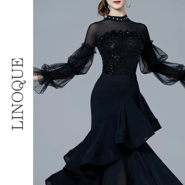 立体フラワーラインストーンシースルーレオタード 3color 【L00050】