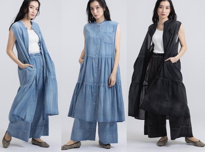 33℃　bc604314 綿ｶﾞｰｾﾞindigoﾃｨｱｰﾄﾞ n/s op（ｼｱﾃﾞﾆﾑ）