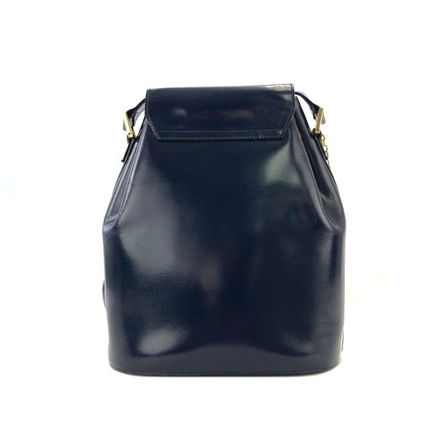 Yves Saint Laurent イヴ サンローラン　YSLチャーム 　パテント　バケツ　ショルダーバッグ　ネイビー　vintage　ヴィンテージ　オールド　bydhxx