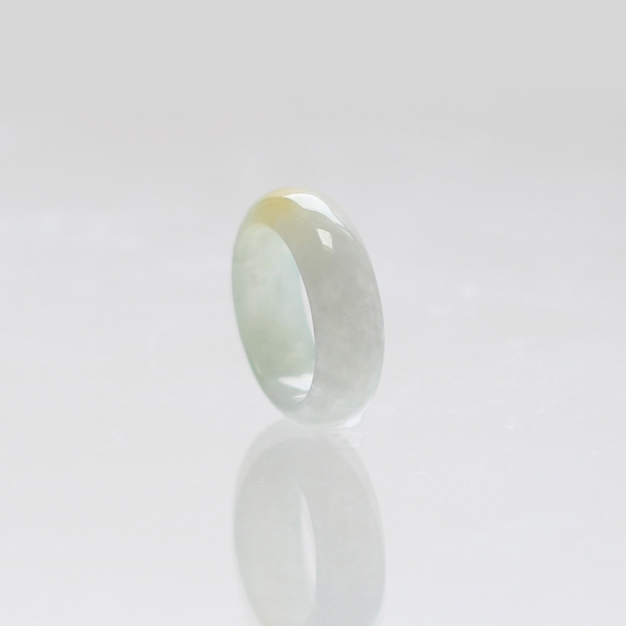 【6.5号】Point yellow 翡翠くり抜き甲丸リング A貨翡翠 jd_rg2393