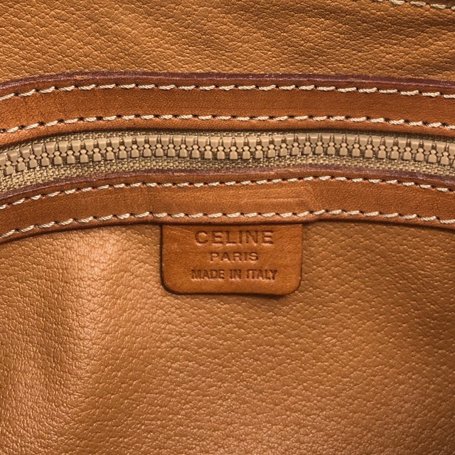 CELINE セリーヌ マカダム ハンドバッグ ブラウン ブラゾン型押し PVC ロールバッグ vintage ヴィンテージ オールド d6ntg2