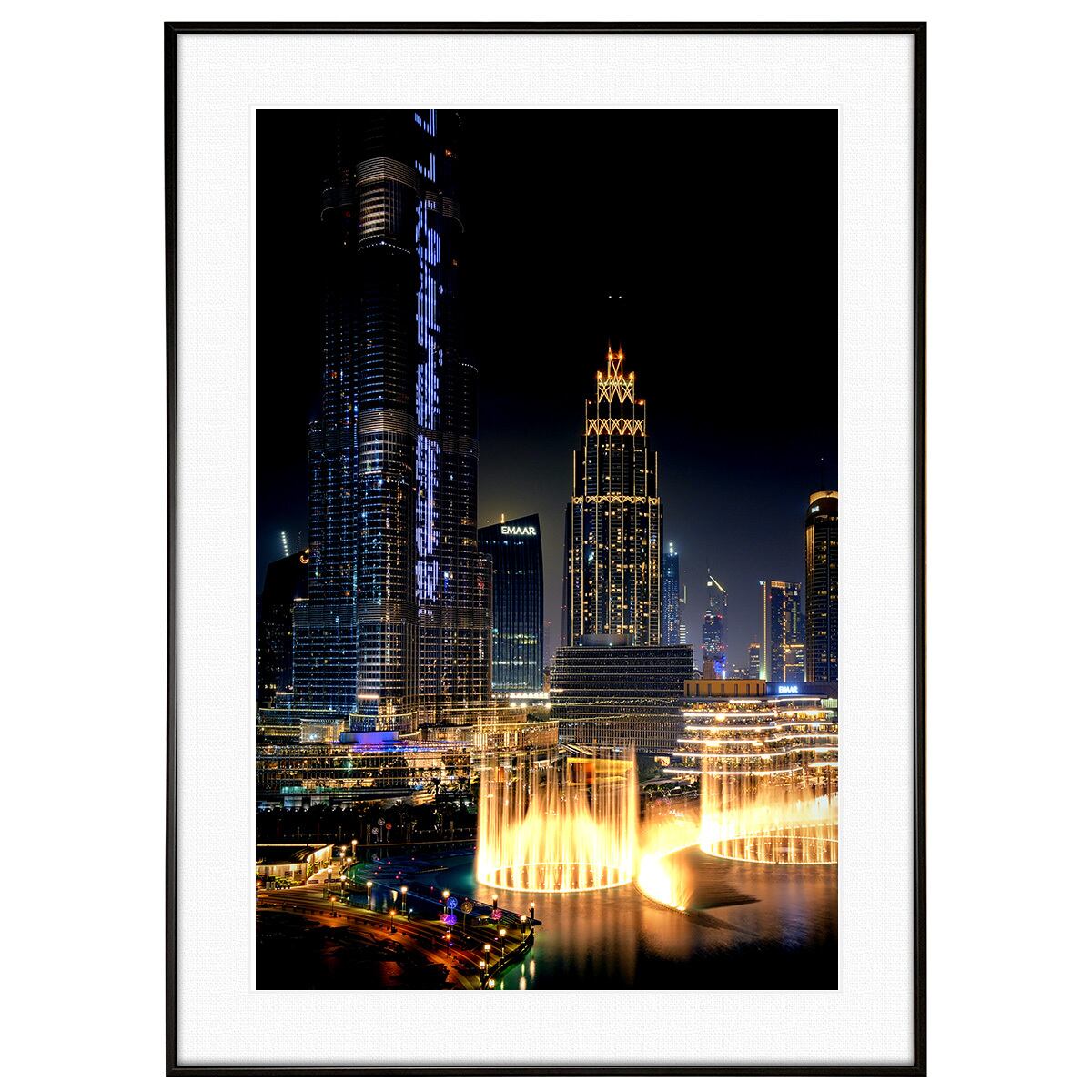 夜景写真 ドバイ ブルジュ・ハリファとドバイ・ファウンテン