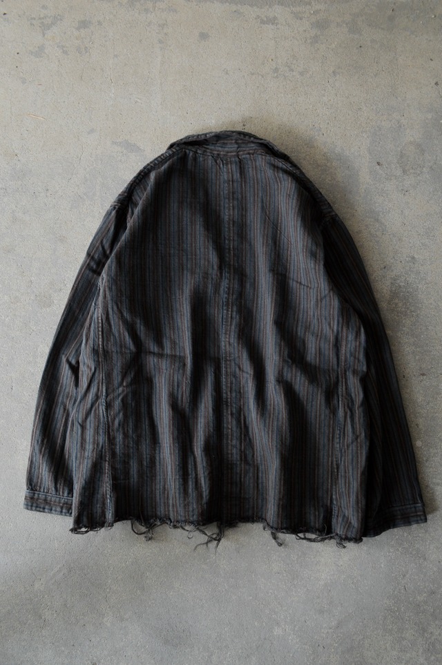 VENTITANK PROJECT Bulgarian Army 1950's-60's Dead Stock Custom Remade & Dyed Sumi Kuro Sleeping Shirt Jacket Type Red Multi 1 ブルガリア軍 スリーピングシャツ ジャケット 50s 黒染め