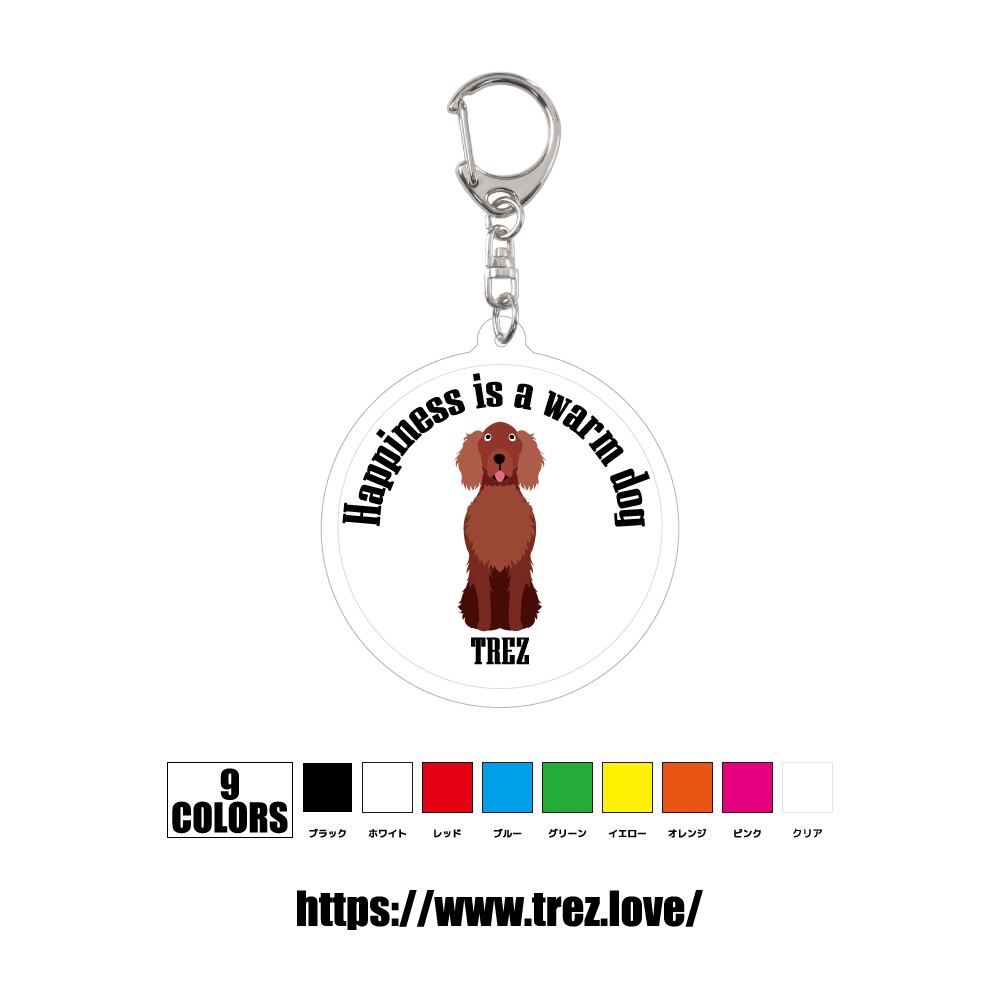 全9色 名前入り アイリッシュセター アクリル 迷子札 ネームタグ キーホルダー