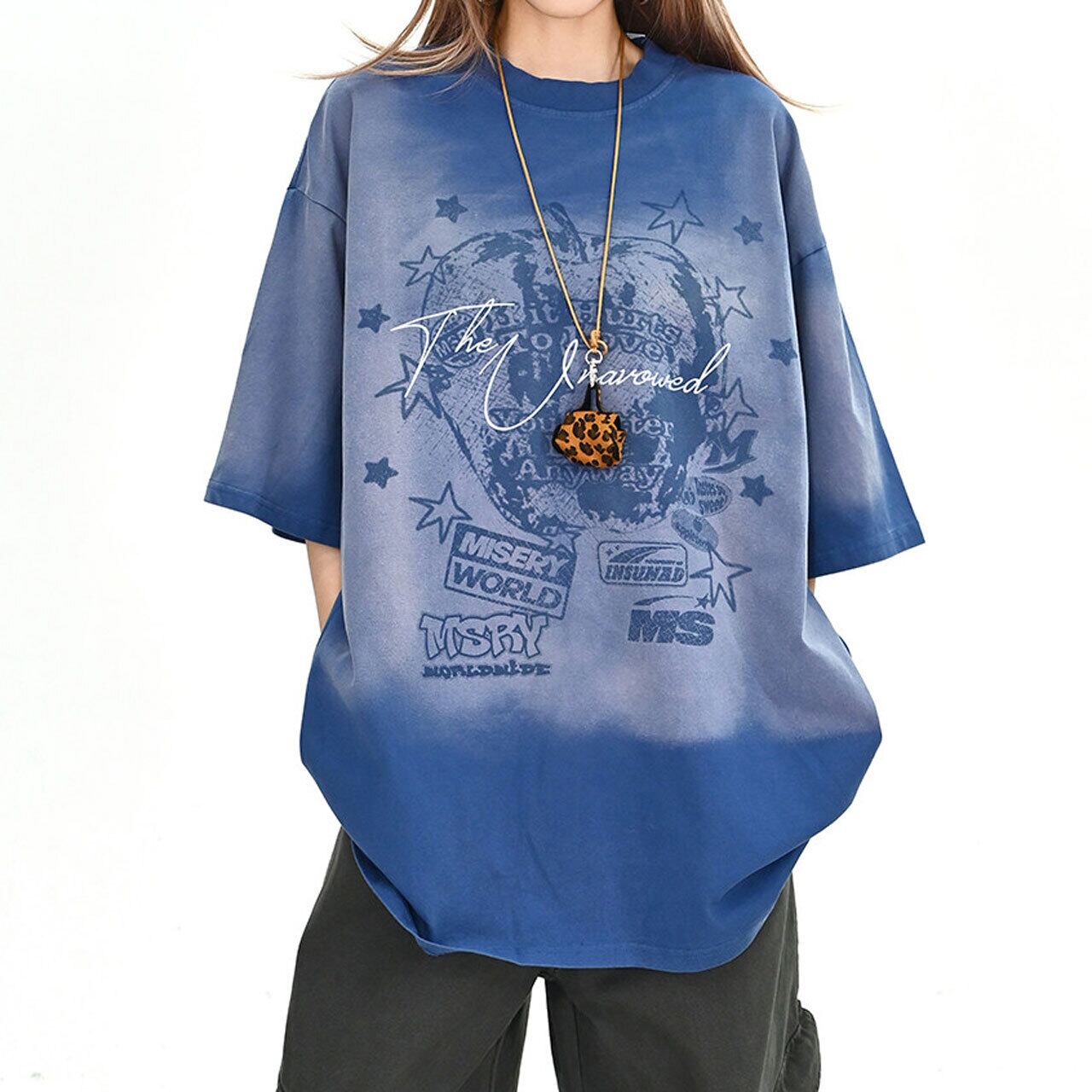 ウォッシュドライクスターグラフィックルーズフォルムTシャツ 2col R02016