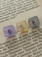 12mm Japanese Vintage ボタン 角なしスクウェア パープル／シルバーグレー／ゴールドベージュ   昭和レトロ アクセサリーパーツ 装飾材 カルトナージュ