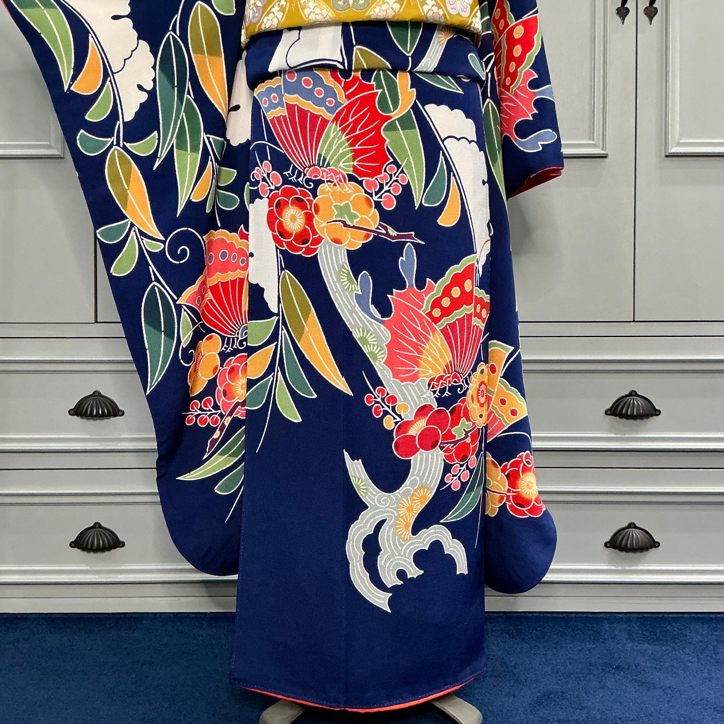 藍花うらら＊振袖 紅型 作家もの 成人式 卒業式 振袖 袋帯 帯締め