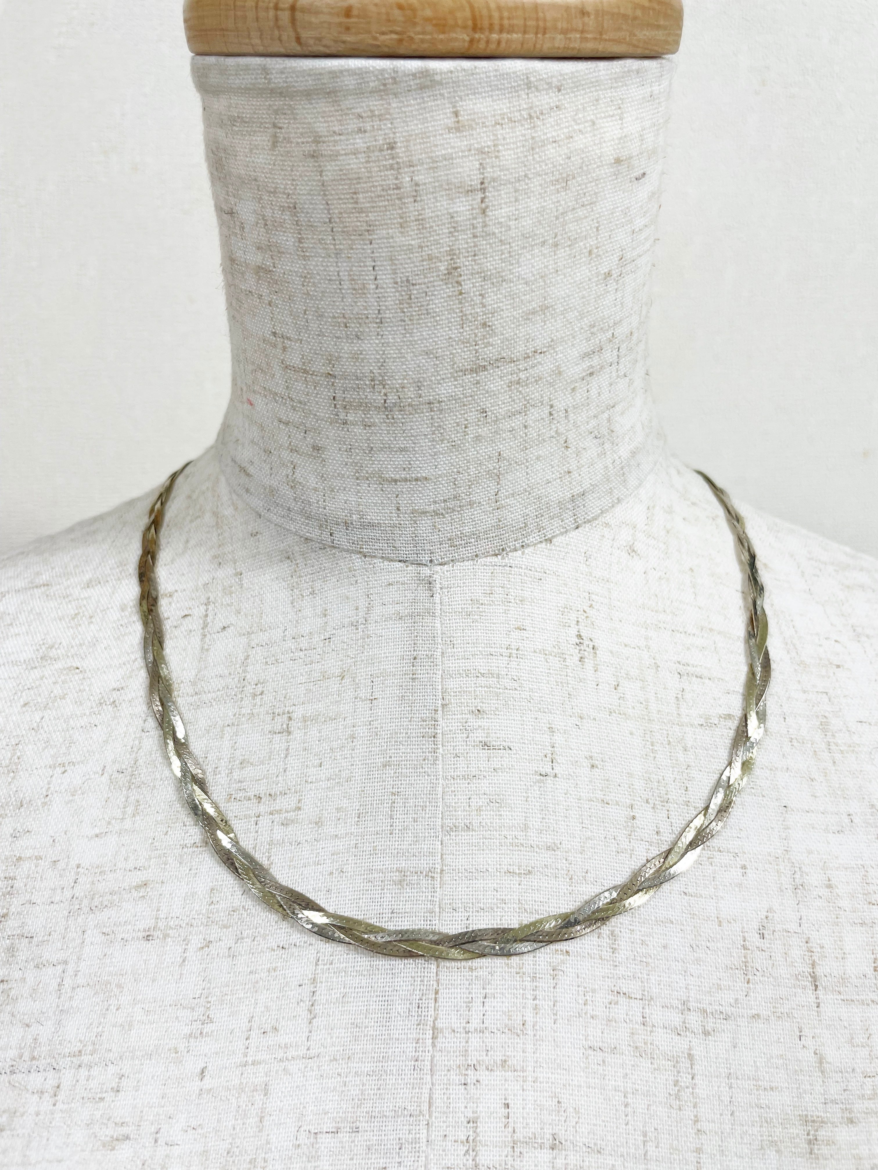 Vintage 925 Silver 3Colours Braided Chain Necklace Made In Italy | CORNER  powered by BASE