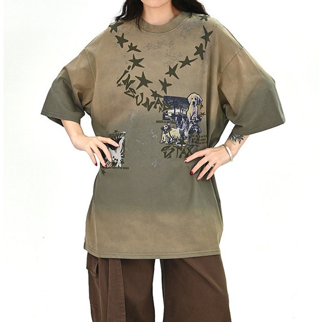 スターグラフィティドッグTシャツ
 2col   R01724
