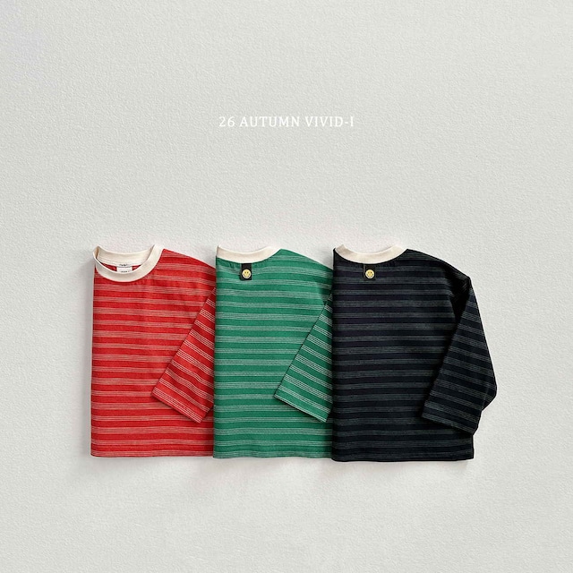 【取寄】vivid-i|stripe smile label tee|ボーダースマイルラベルT|XS-JM|kids&jr|26 autumn