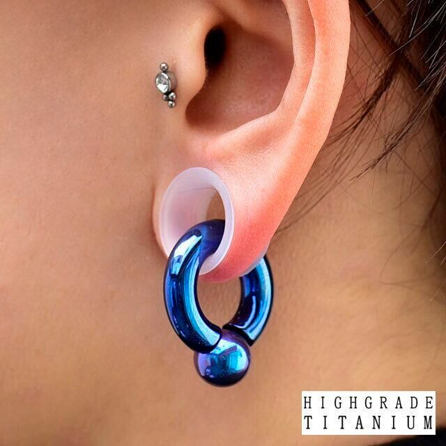 金属アレルギー対応 2G チタンピアス ダークブルー SOLID-TI 付け