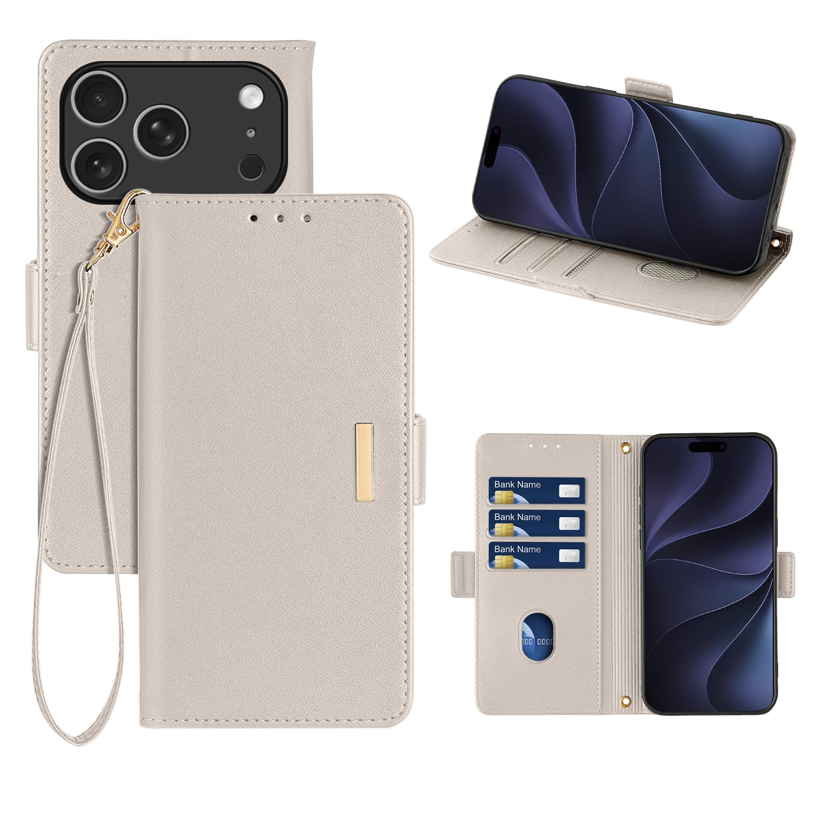 RanBluu コンパチブル iPhone 18 Pro ケース 手帳型 アイフォン 18プロ用 高級PUレザーケース カバー スマホケース 財布型