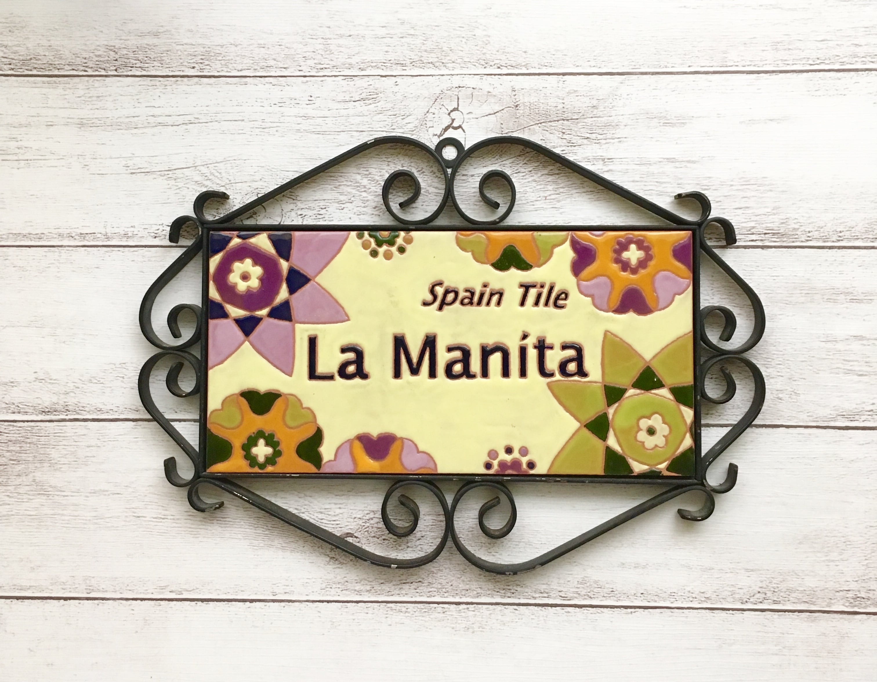 スペインタイルの表札アイアンフレーム〈Lサイズ用〉 | LaManita