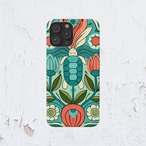 受注生産 iPhoneケース 亀とチューリップの民芸柄｜動物モチーフ PSYF018D