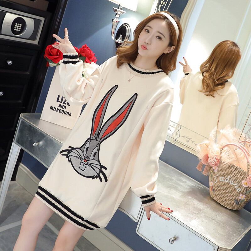 【新作】【送料無料】 マタニティウェア2019冬の新しいマタニティドレスゴールドベルベットの漫画とベルベットの厚いミドル丈の看護スカート-アリババ ウィンター 冬物 expec224438140027