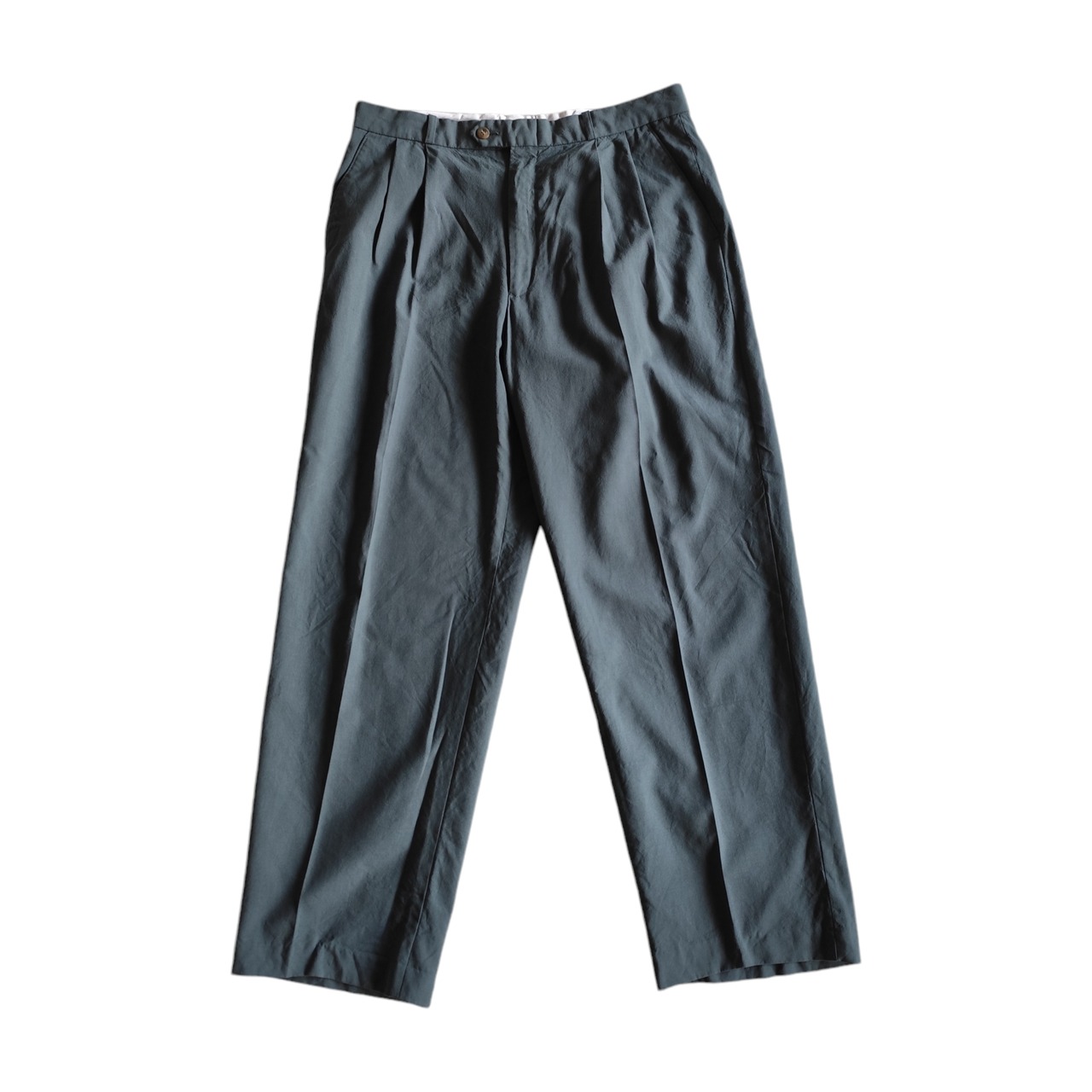 TIP TIP TAILORS ウールスラックス　ツータック　グレイッシュグリーン　ワイド　メンズ