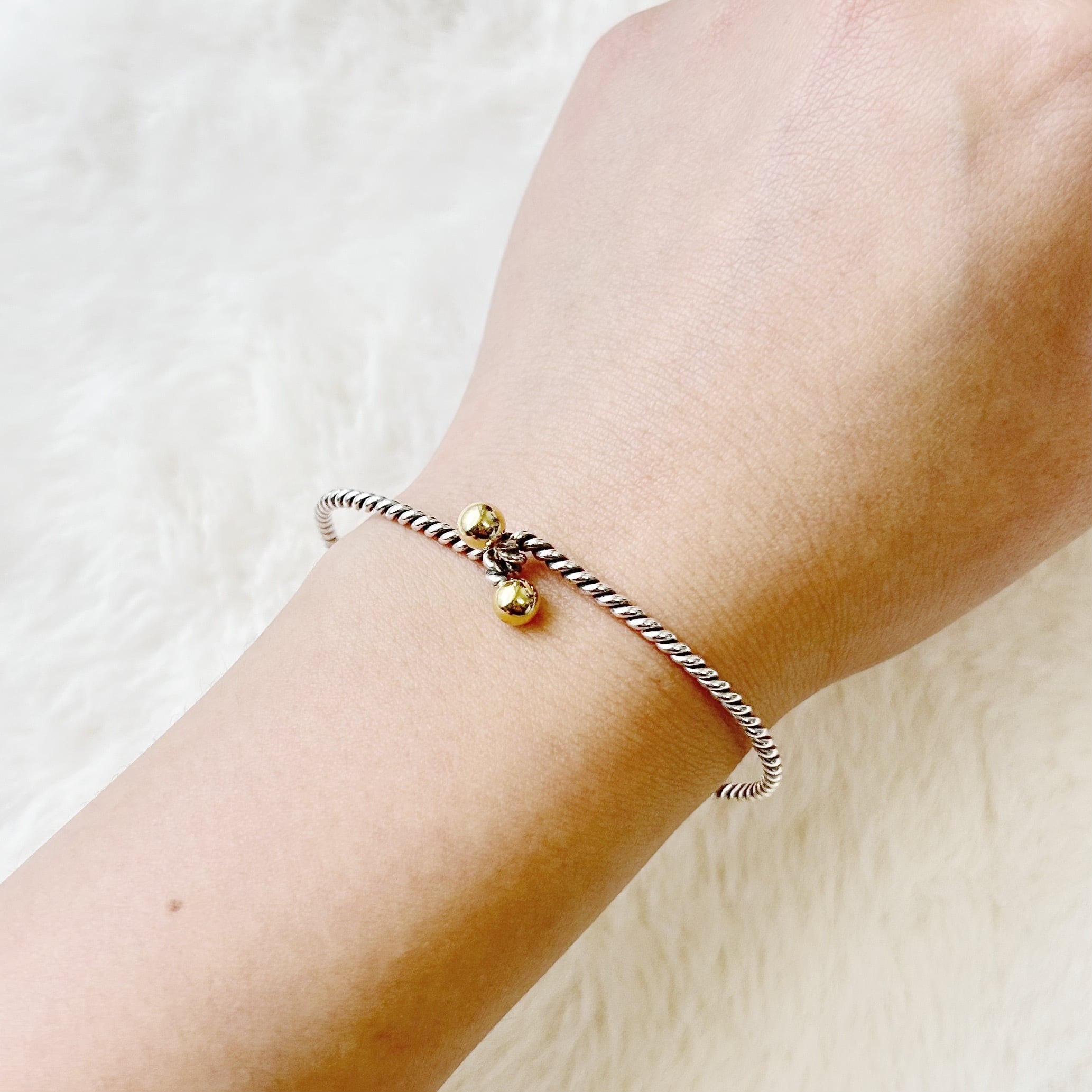 TB8055】Tiffany&Co. twist wire bangle/silver925,K18/ティファニー