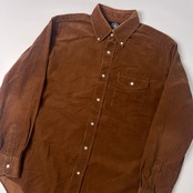 J.PRESS ジェイプレス ピケ BD 長袖シャツ L/ブラウン/コーデュロイ