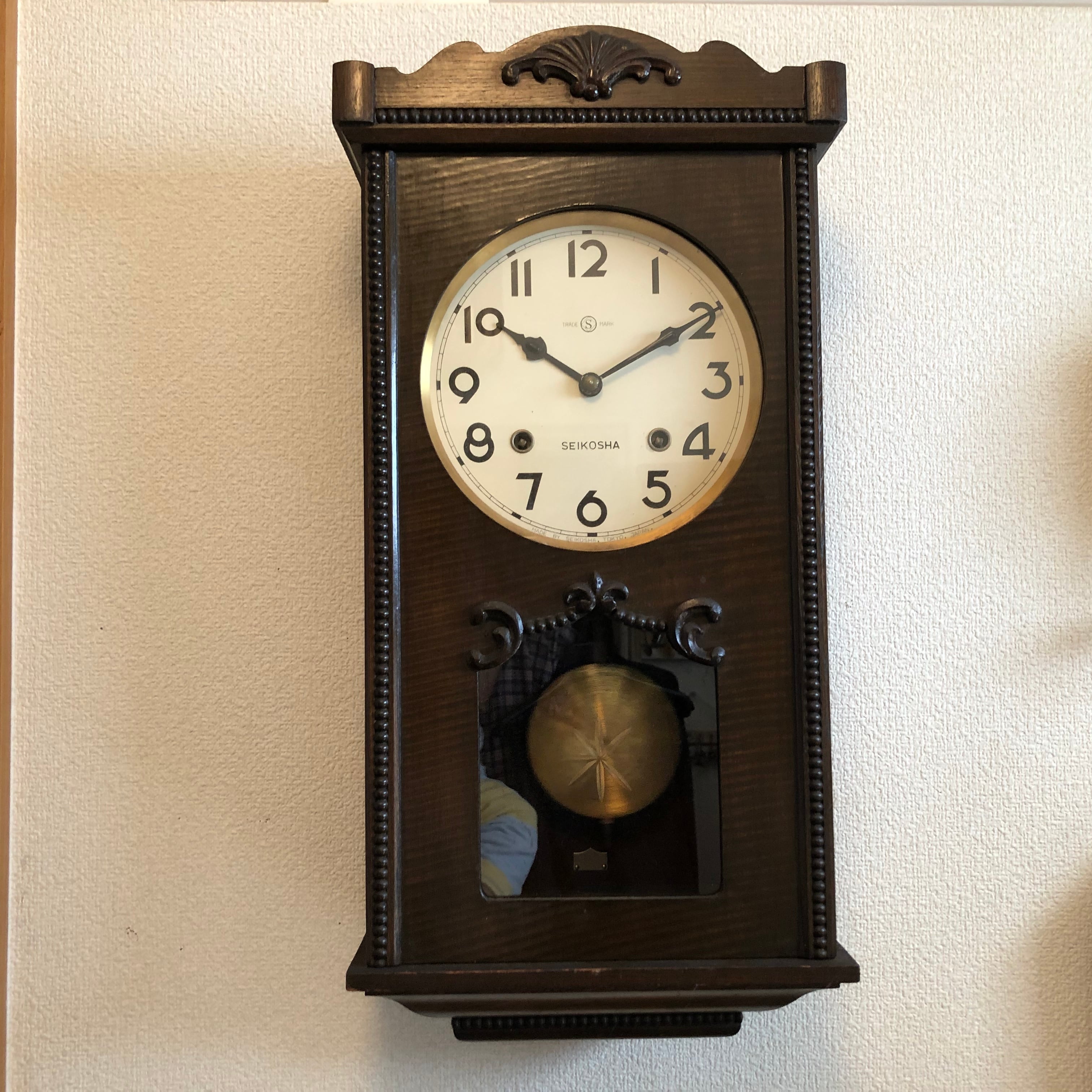 〈完動・美品〉精工舎　宮型ゼンマイ振り子時計