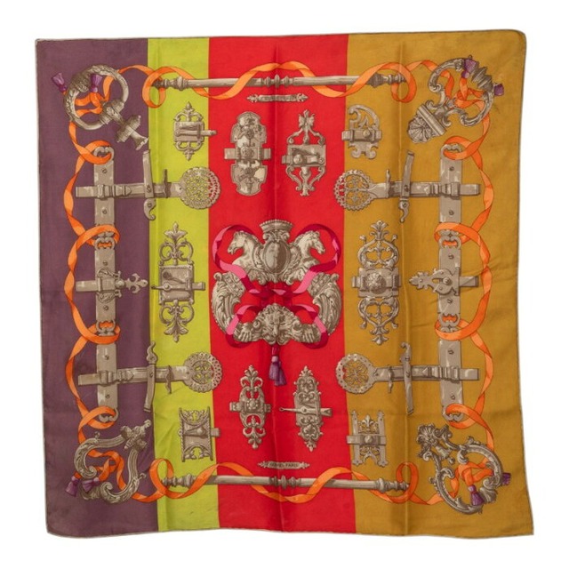 エルメス カレ60 鉄細工 Ferronnerie スカーフ マルチカラー シルク レディース HERMES 【中古】