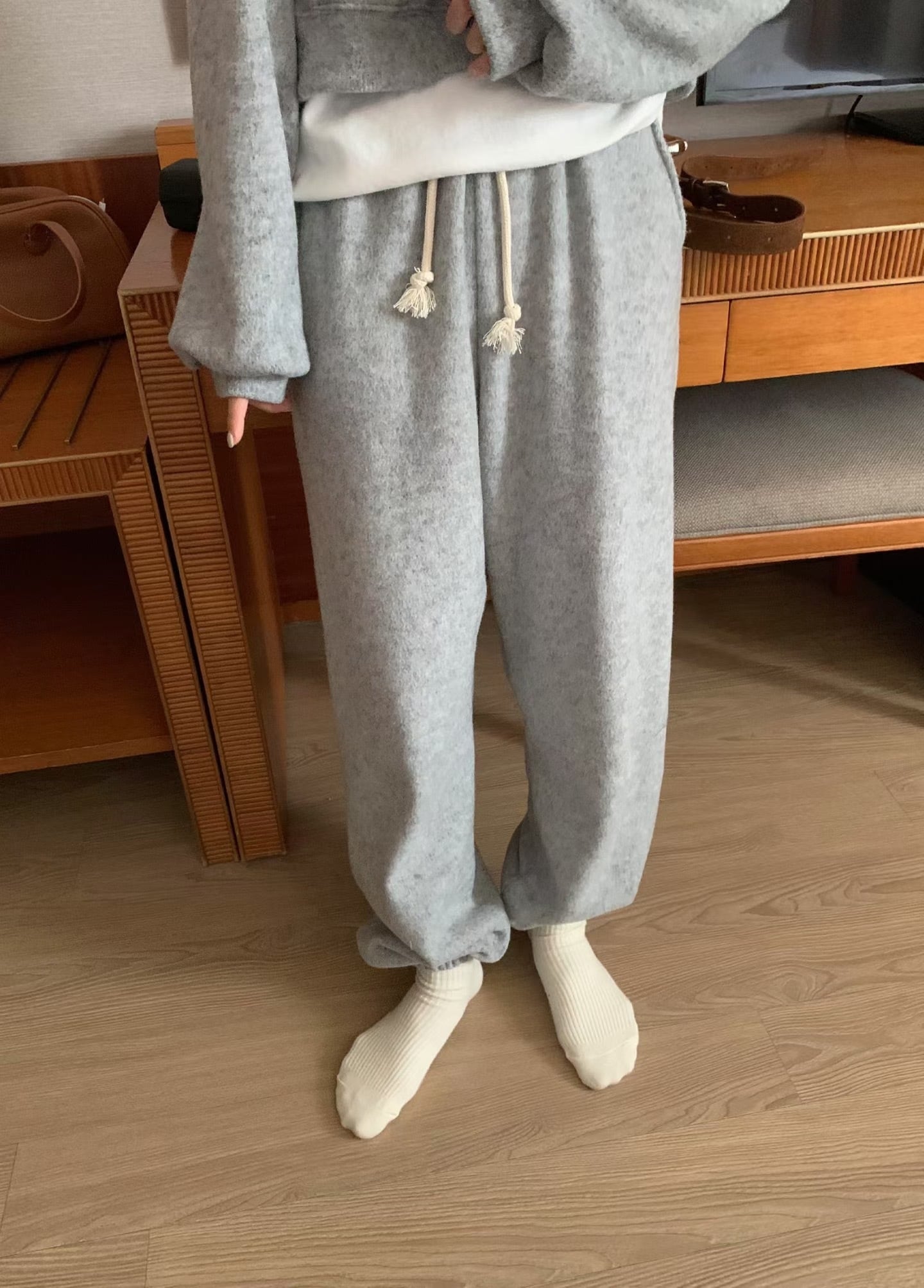 (即納)mellounge / Boca jogger pants / melange gray