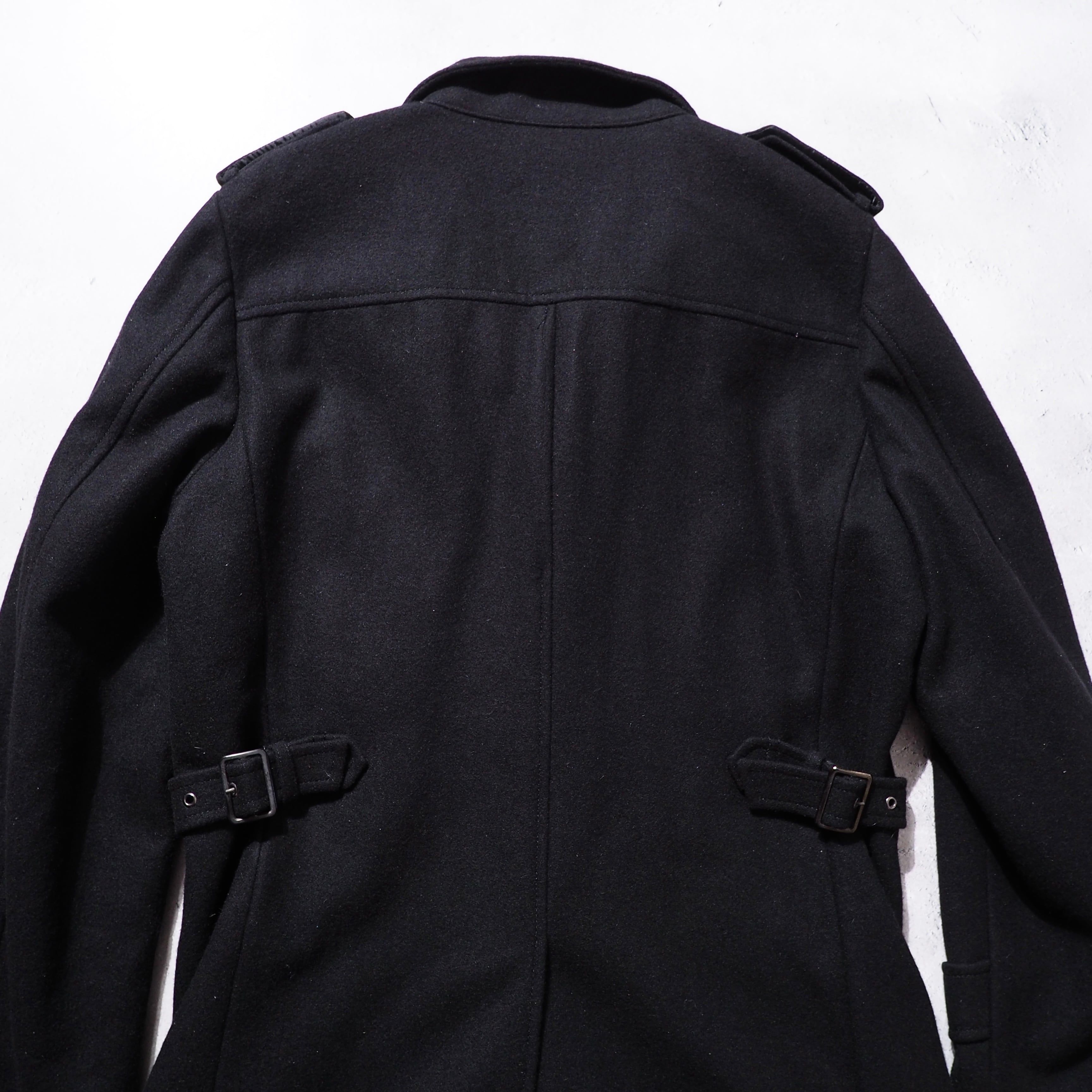2000s ” PERSON'S ” deformation silhouette design Black wool coat