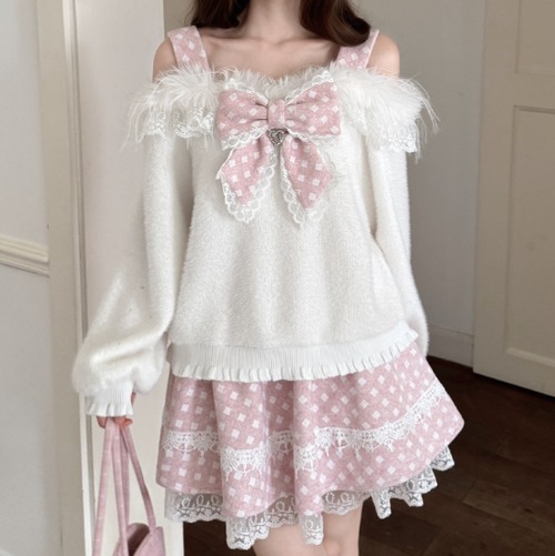 ゆめかわ♡オフショルニットセットアップ　set87