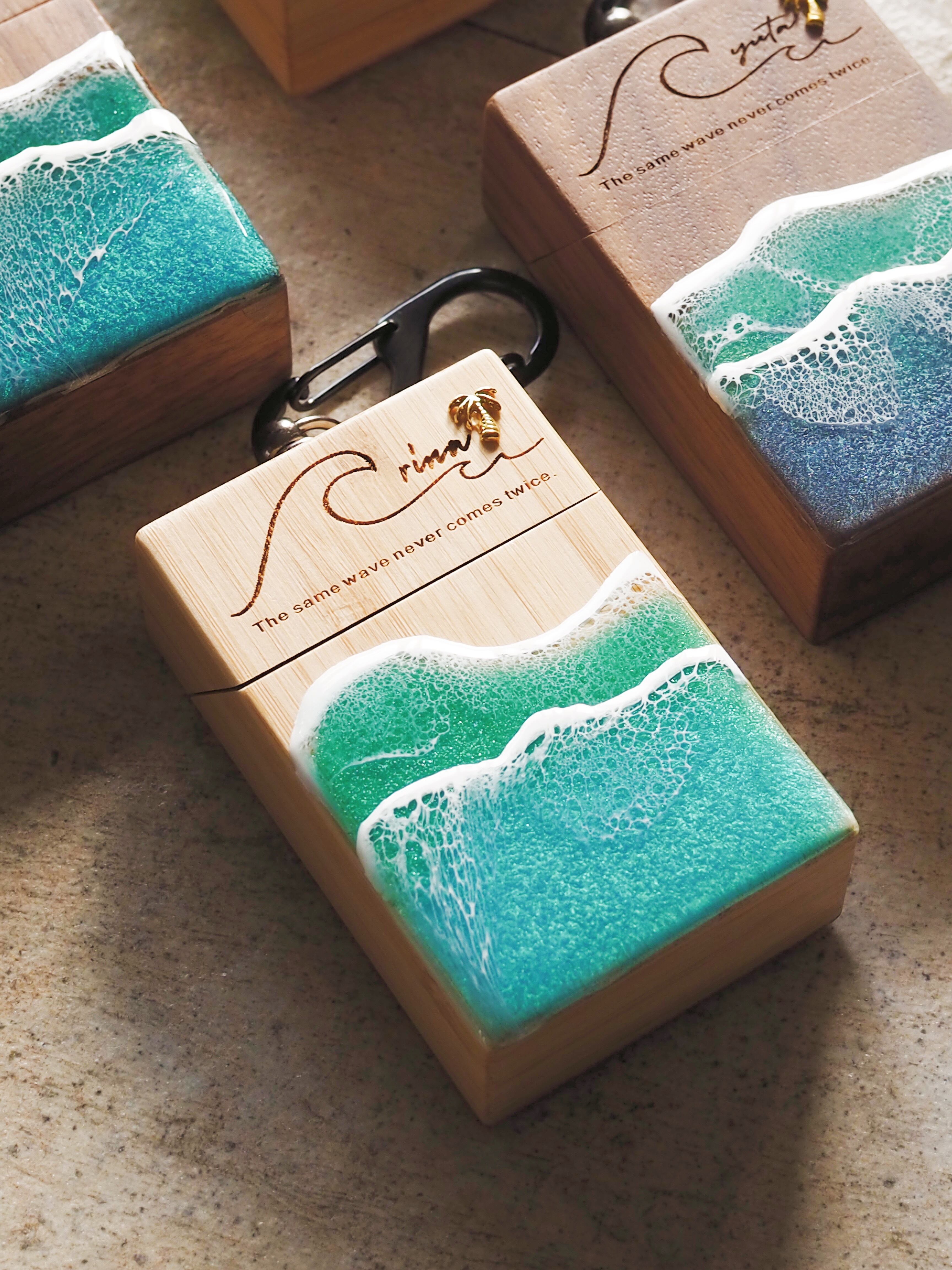 Wood portable ash tray(wood×wave resin) | ALOHA GLASS
