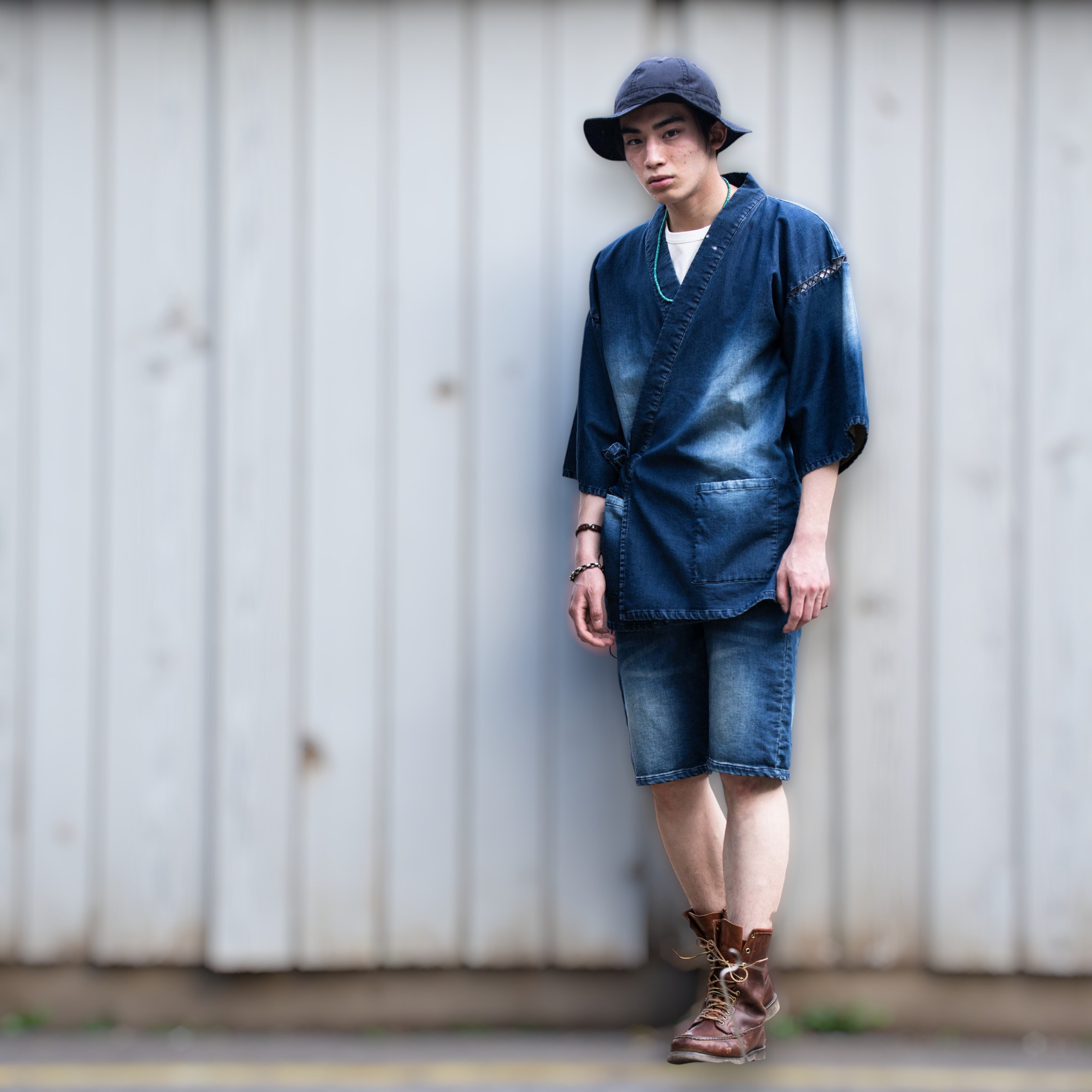 JAPAN BLUE JEANS ペイズリープリントリメイクデニムシャツ 水分上等 